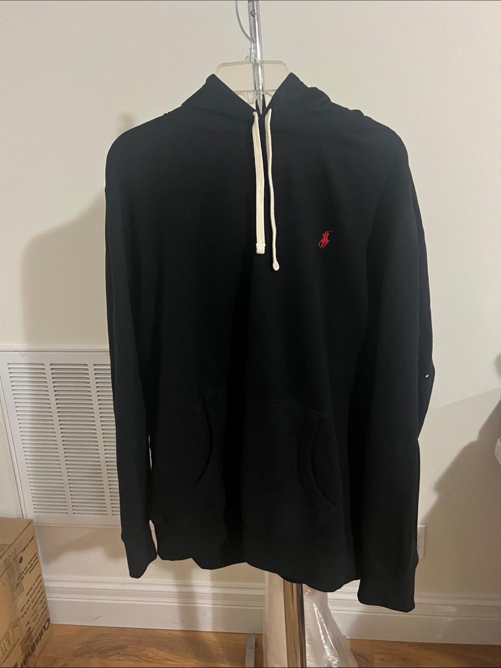 Polo by Ralph Lauren Black Pullover Sweatshirt Hoodie with Red Pony NWT